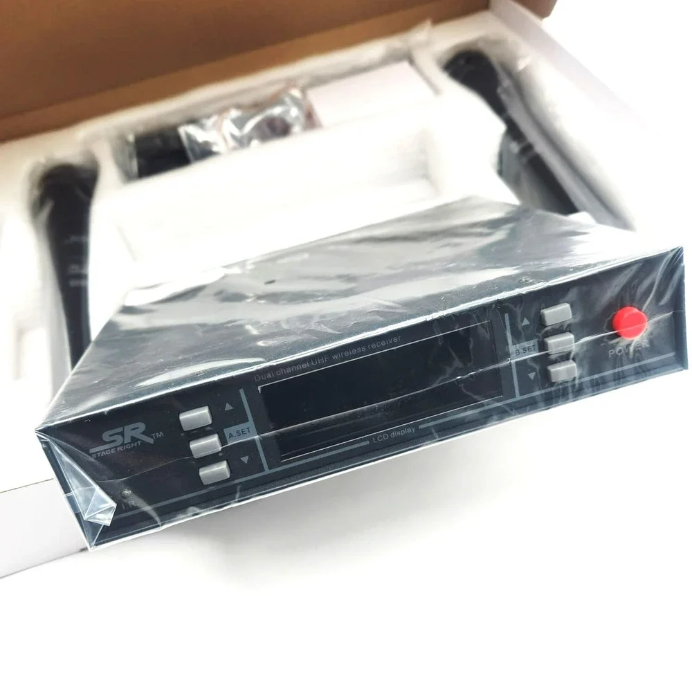 Monoprice Wireless Mic System‎ Dual Handheld 200-Channel UHF for Karaoke Church